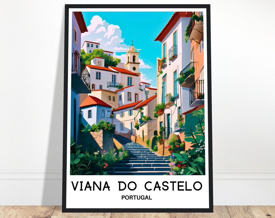 Viana Do Castelo Travel Print Viana Do Castelo Poster Portuguese Art Print Portugal Lover Gift Wall Hanging Art Illustration Home Decor