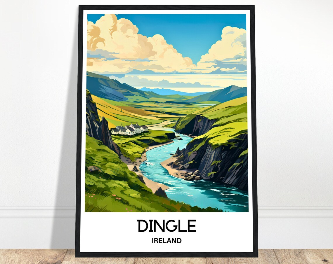 Dingle Ireland Green Valley Sparkling River Cottages Morning Poster
