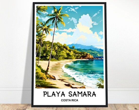 Playa Samara Costa Rica Palm Beach Pacific Waves Travel Poster