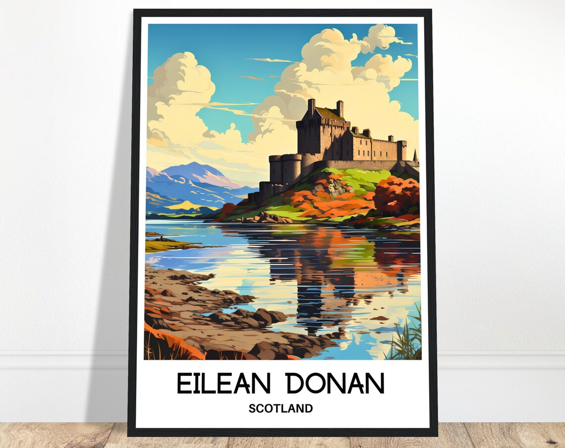 Eilean Donan Castle Scotland Loch Reflection Scenic Travel Poster