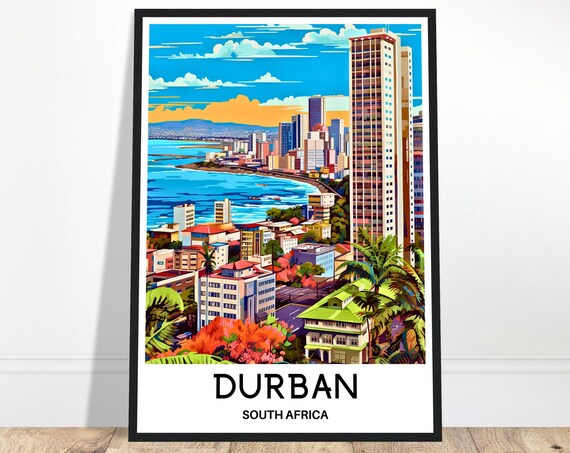 Durban Travel Print Durban Poster South African Art Print South Africa Lover Gift Wall Hanging Home Decor Durban Illustration