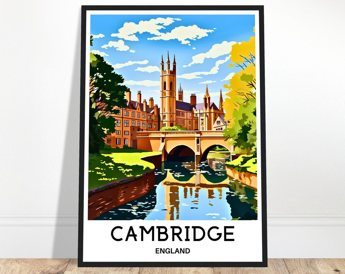 Cambridge University Bridge River Cam England College Poster