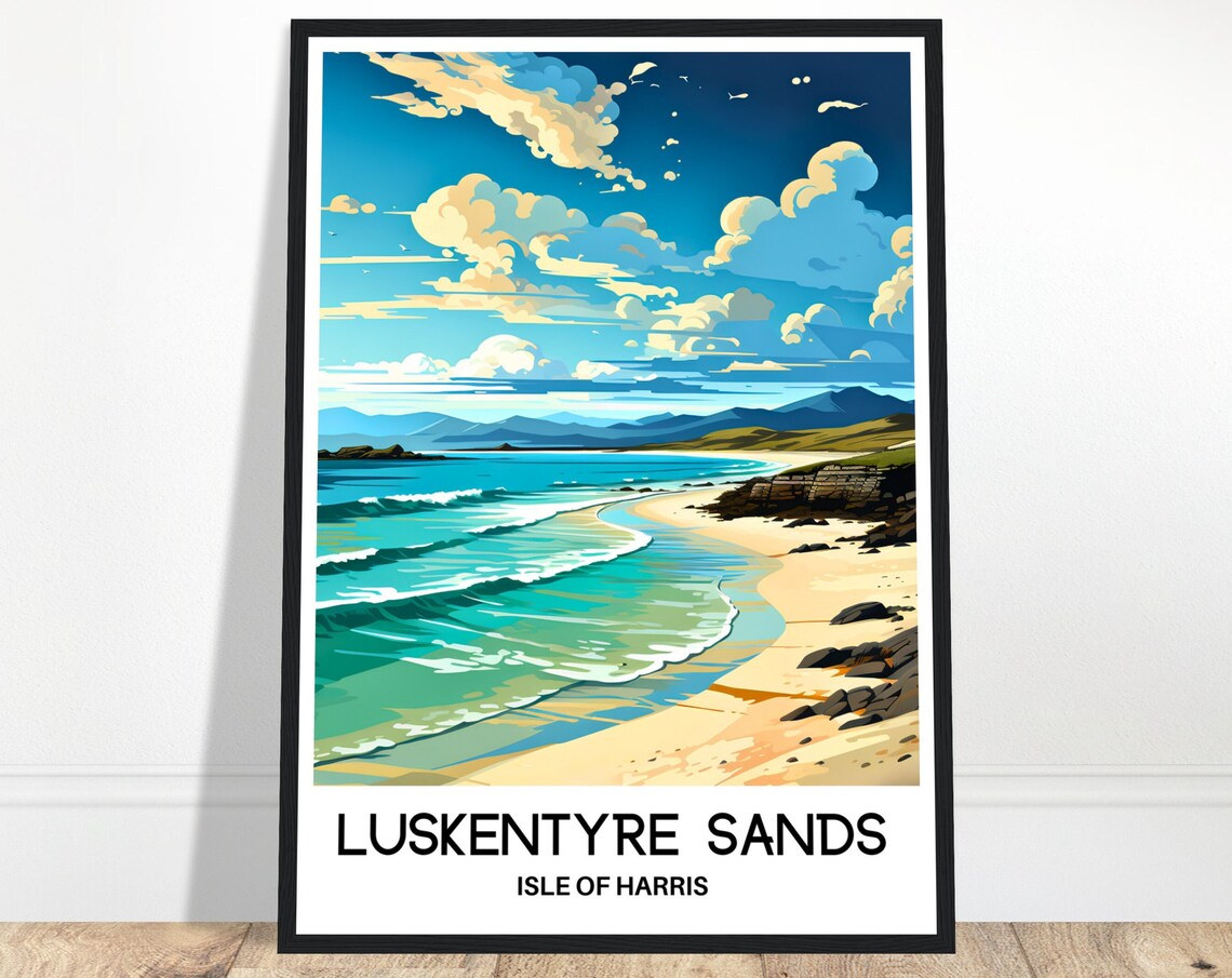 Luskentyre Sands Isle of Harris Scotland Beach Travel Poster