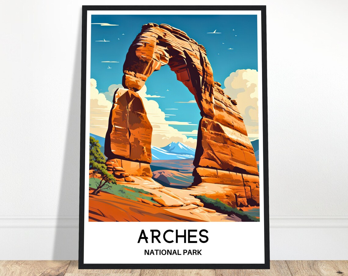 Arches National Park Delicate Arch Utah Retro Travel Art Poster