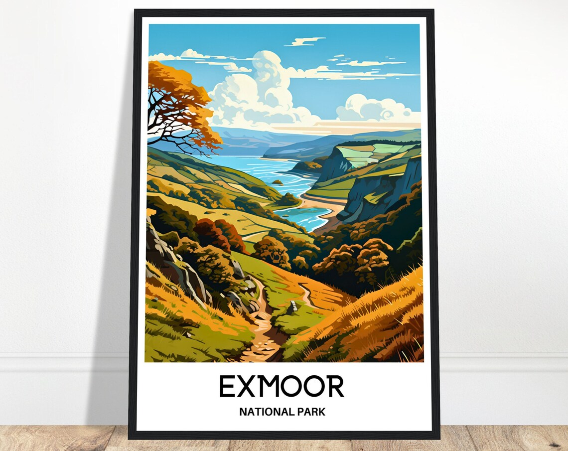 Exmoor National Park England Autumn Valley Coast Travel Poster
