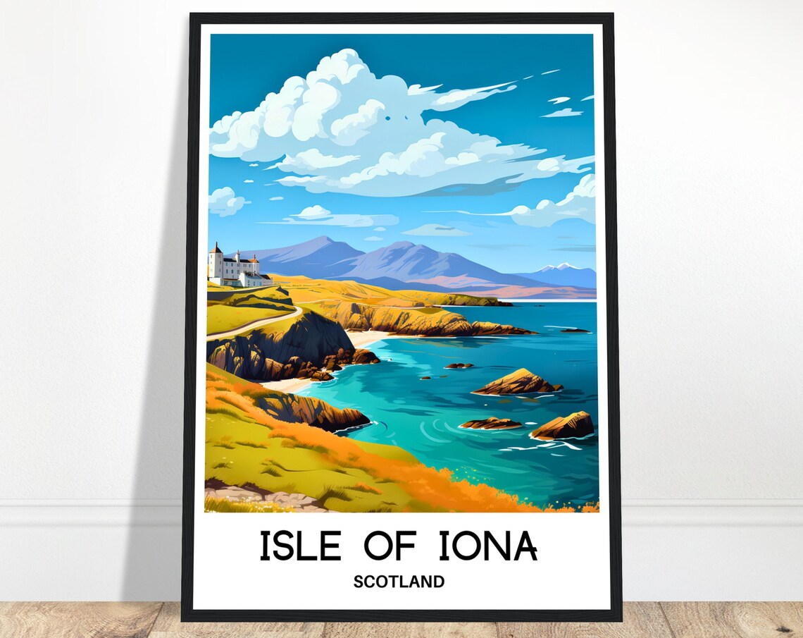 Isle Of Iona Travel Poster, Scottish Art Print