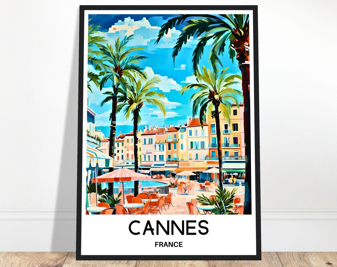 Cannes Travel Print Cannes Poster French Art Print France Lover Gift Wall Hanging Art Home Office Desk Decor Cannes City Illustration