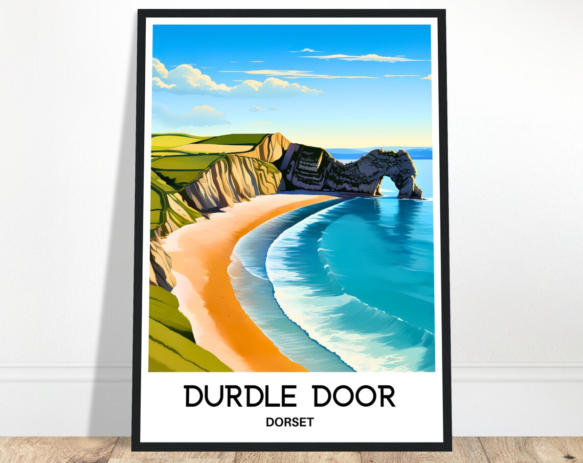 Durdle Door Dorset Coastal Travel Poster With Limestone Arch