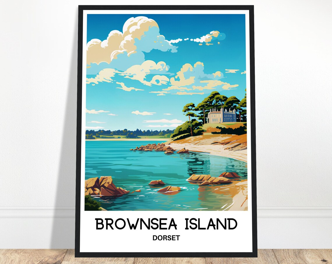 Brownsea Island Dorset Coastal Bay Turquoise Water Travel Poster