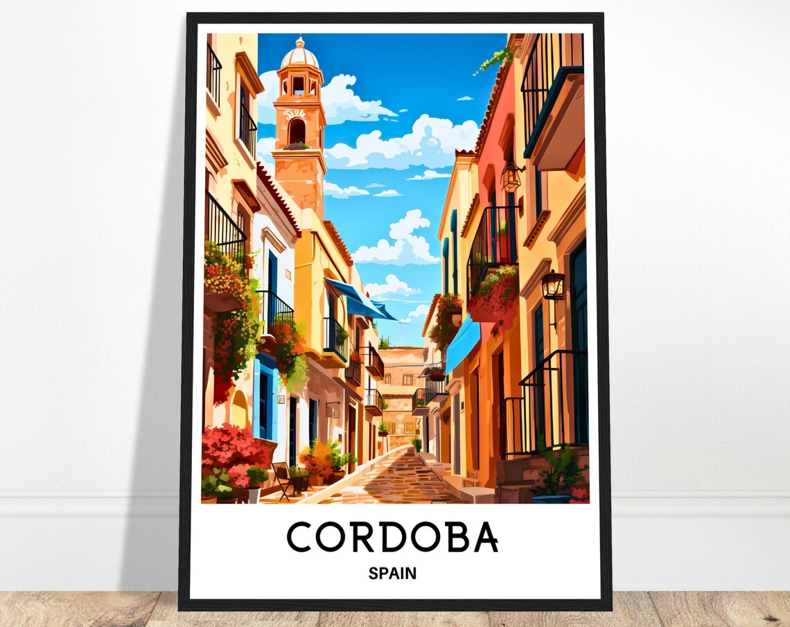 Cordoba Sunlit Old Town Street Colorful Andalusia Spain Travel Poster