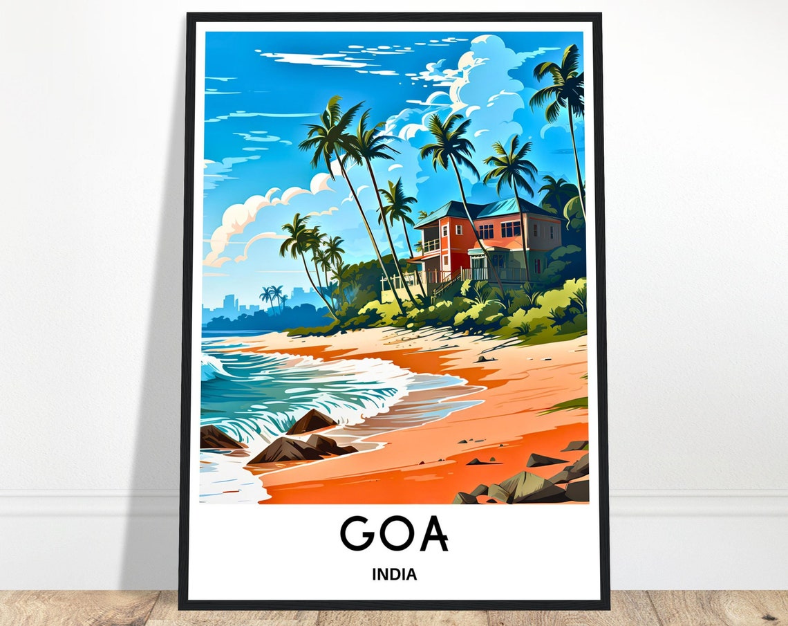 Goa India Tropical Palm Beach With Coral Villa Sunset Poster