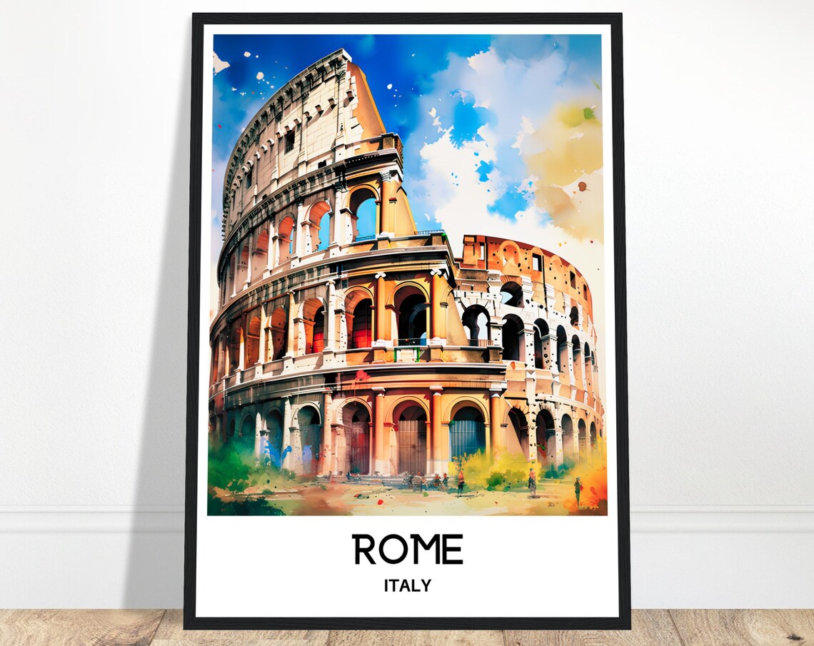 Rome Watercolor Travel Poster, Italian Art Print