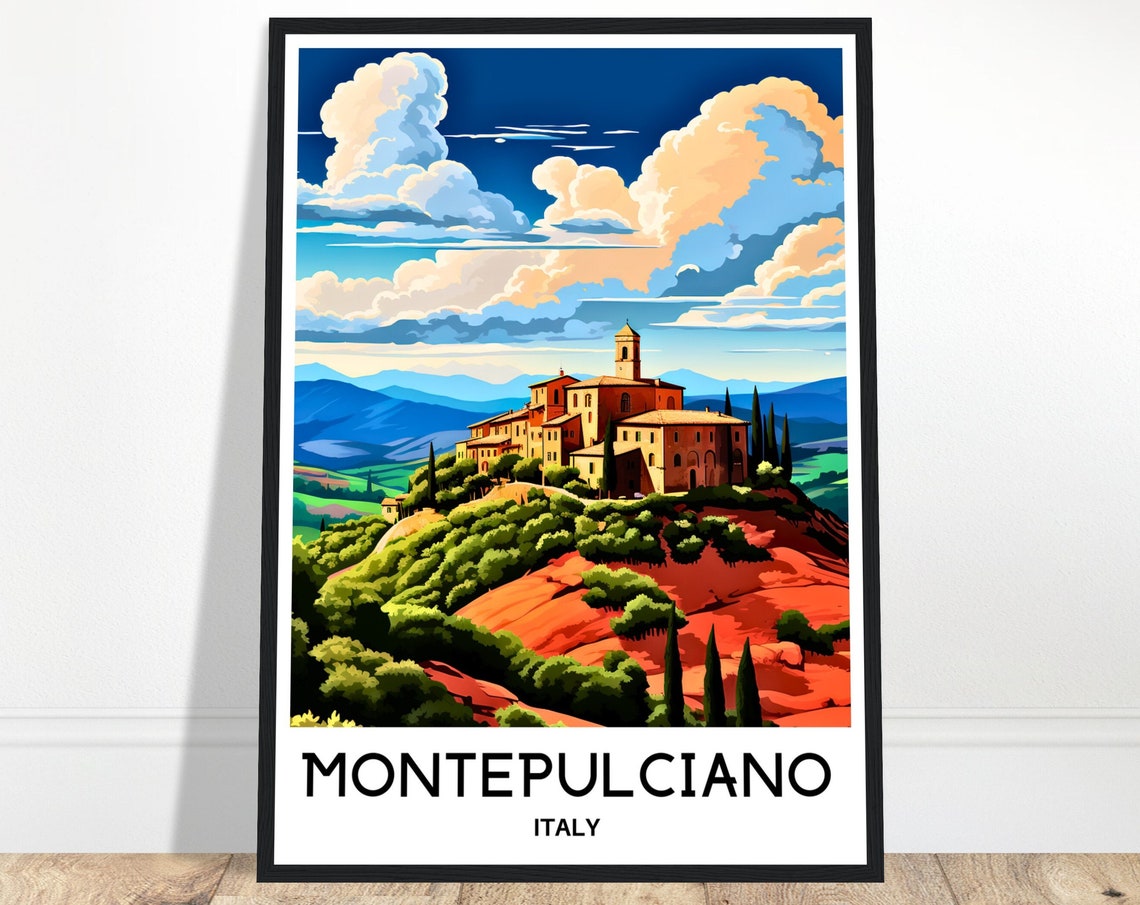 Montepulciano Tuscan Hilltop Town Cypress Italy Travel Poster