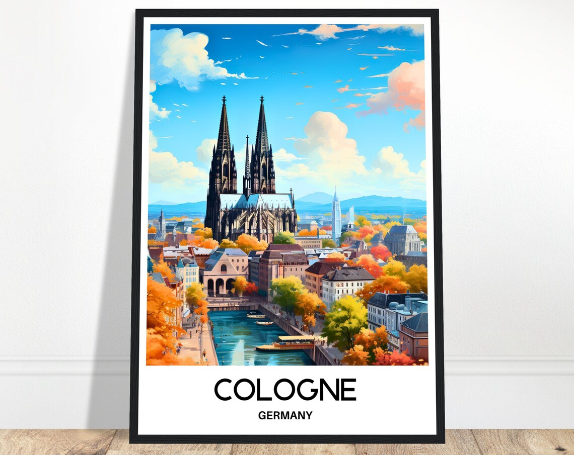 Cologne Germany Cathedral Autumn Old Town Cityscape Travel Poster
