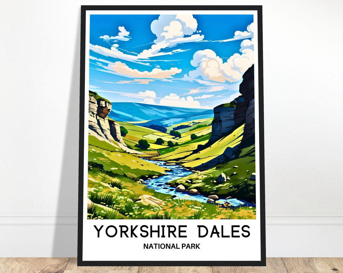 Yorkshire Dales National Park Limestone Valley Travel Poster