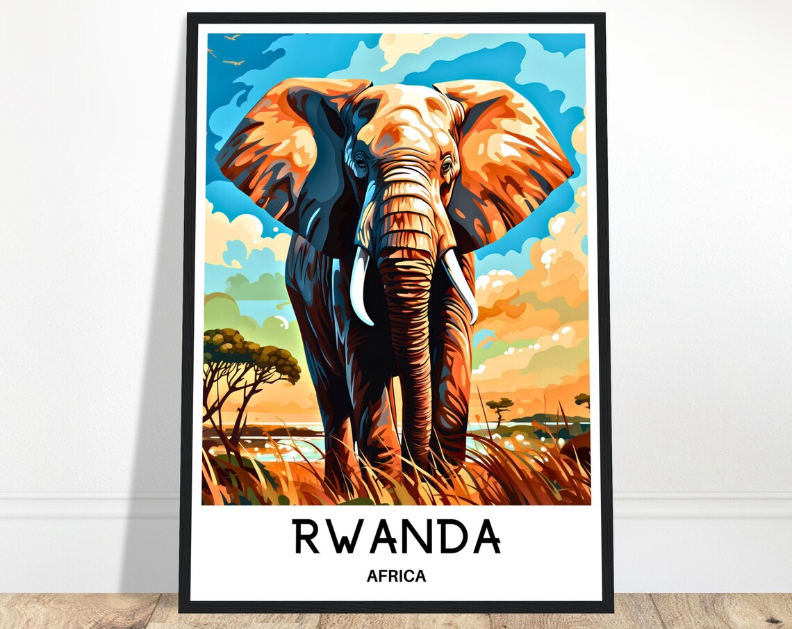 Rwanda Travel Poster, African Art Illustration