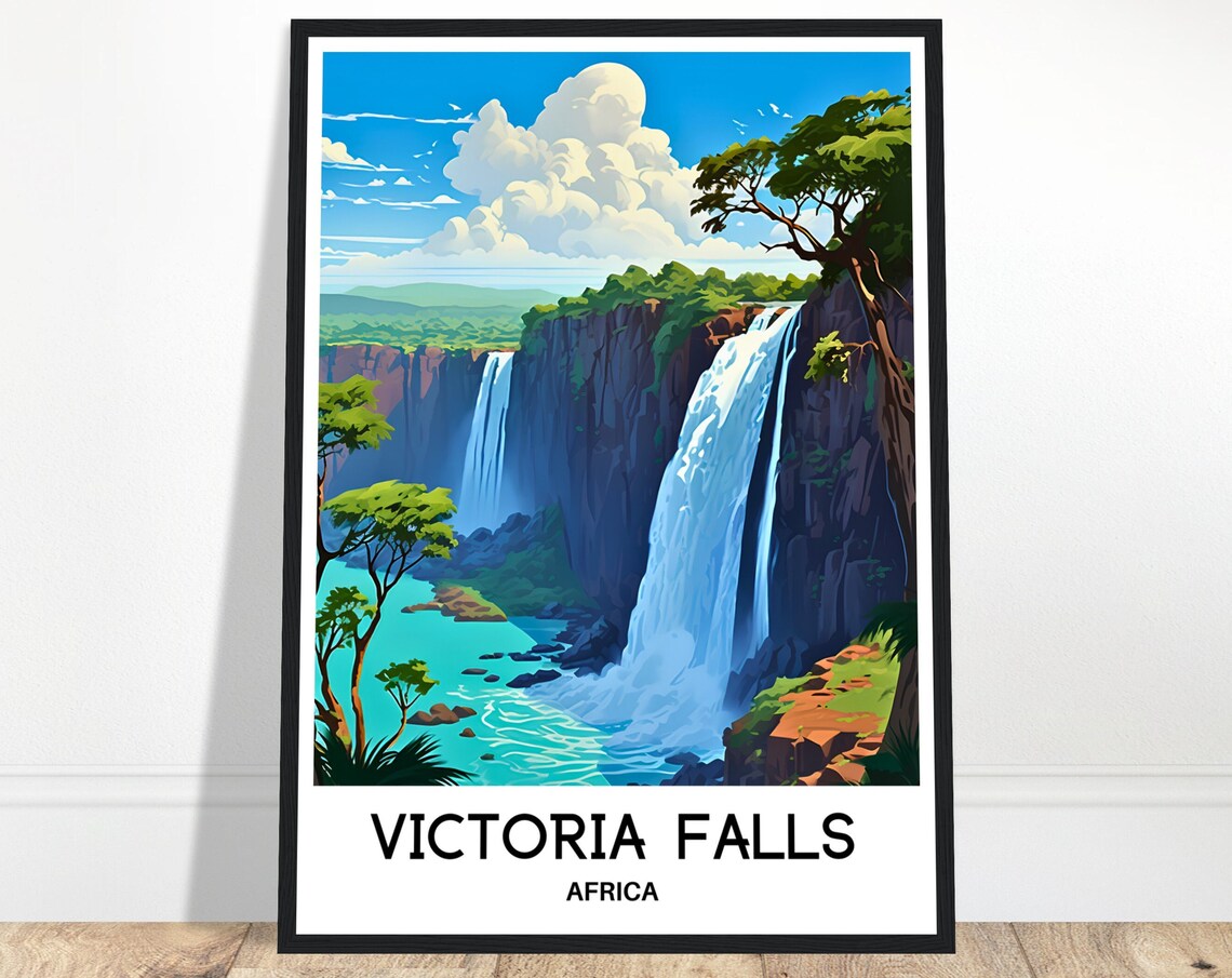 Victoria Falls Africa Thundering Waterfall Jungle View Poster