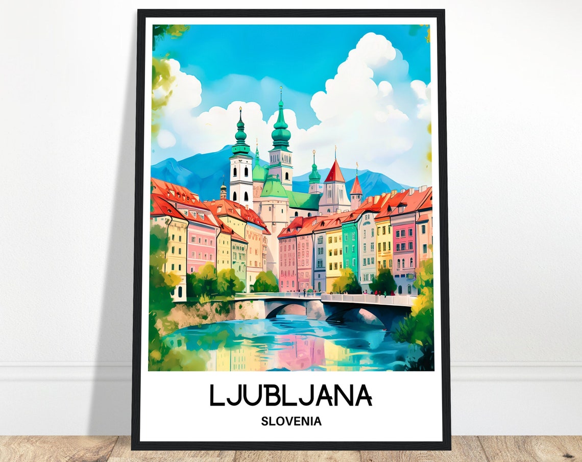 Ljubljana Watercolor Print Ljubljana Travel Poster Slovenian Art Print Slovenia Lover Gift Ljubljana City Watercolour Painting Illustration