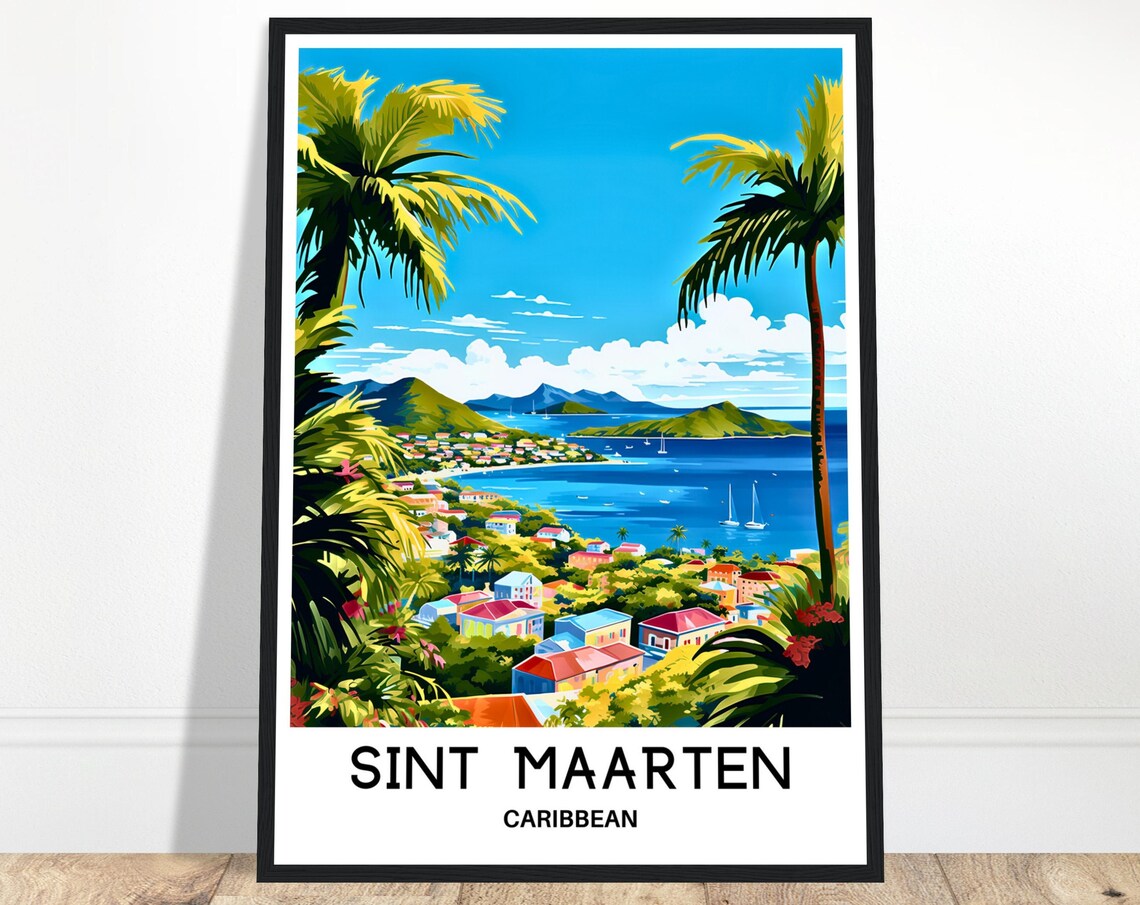 Sint Maarten Travel Poster, Caribbean Wall Art Print