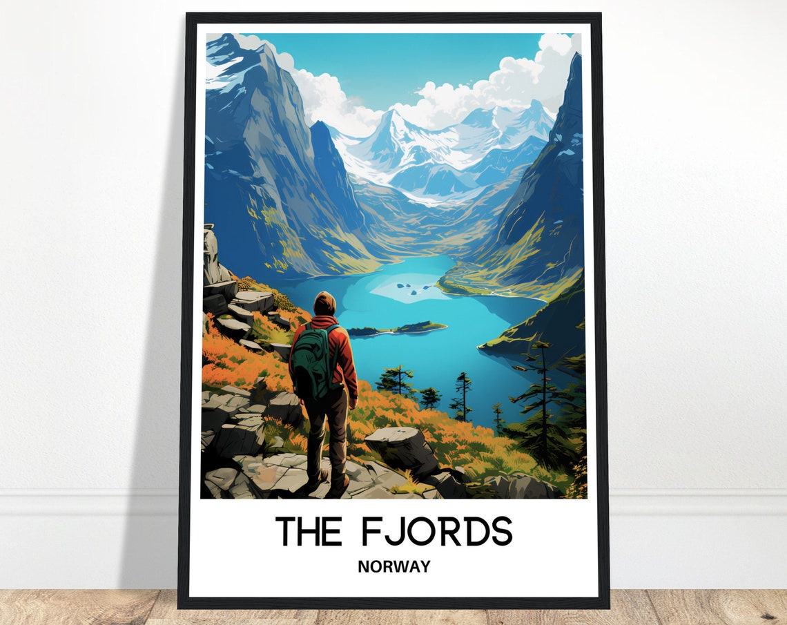 The Fjords Travel Print The Fjords Poster Norwegian Art Print Norway Lover Gift Wall Hanging Art Home Office Decor The Fjords Illustration