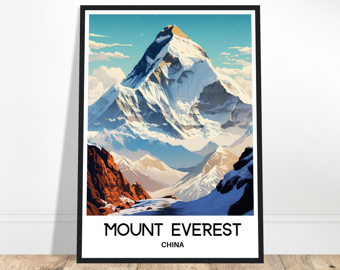Mount Everest Snowy Summit Glacier Mountain Valley Travel Poster