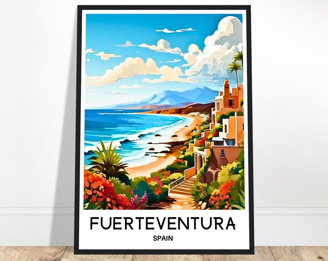 Fuerteventura Island Beach Garden Steps Canary Islands Travel Poster