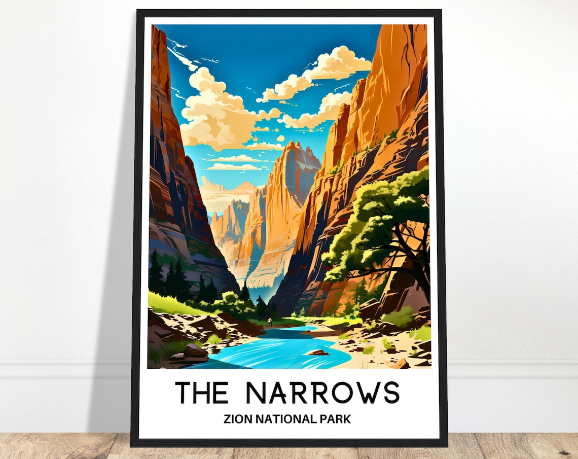 Zion National Park Travel Poster, The Narrows