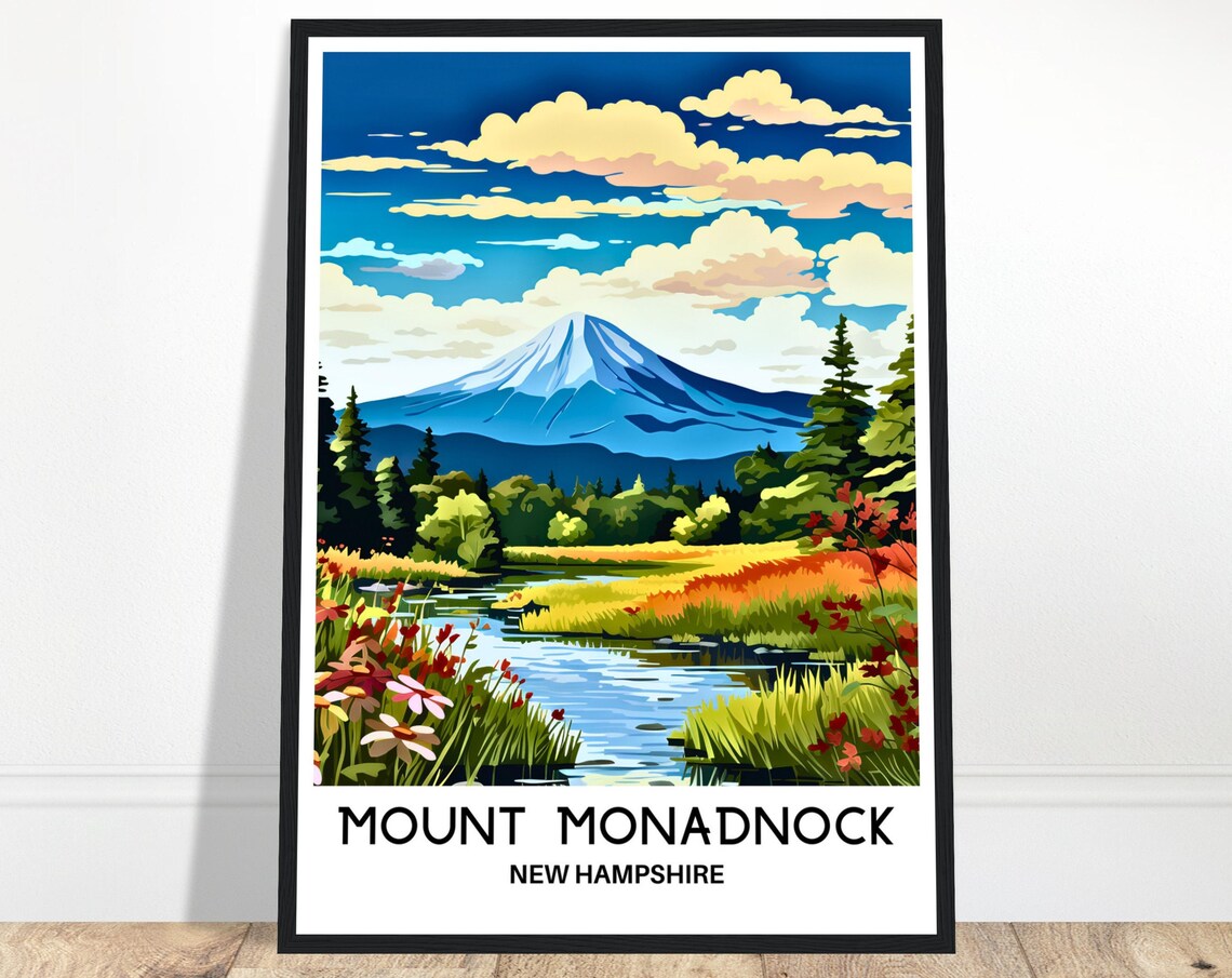 Mount Monadnock New Hampshire Retro Travel Destination Poster