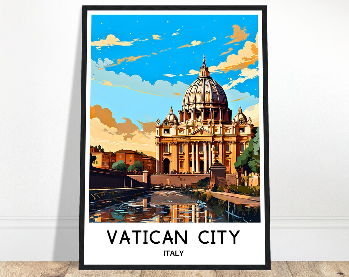 St Peters Basilica Vatican City Sunset Dome Travel Art Poster