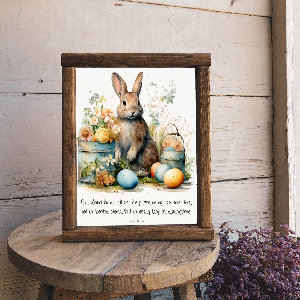 Easter Bunny With Painted Eggs Watercolor Spring Resurrection Poster - Image 6