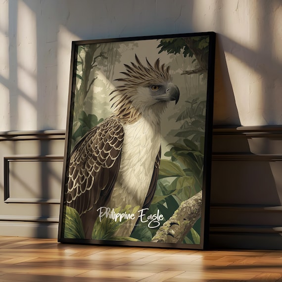 Philippine Eagle Framed Poster Rare Bird Nursery Decor Wildlife Art