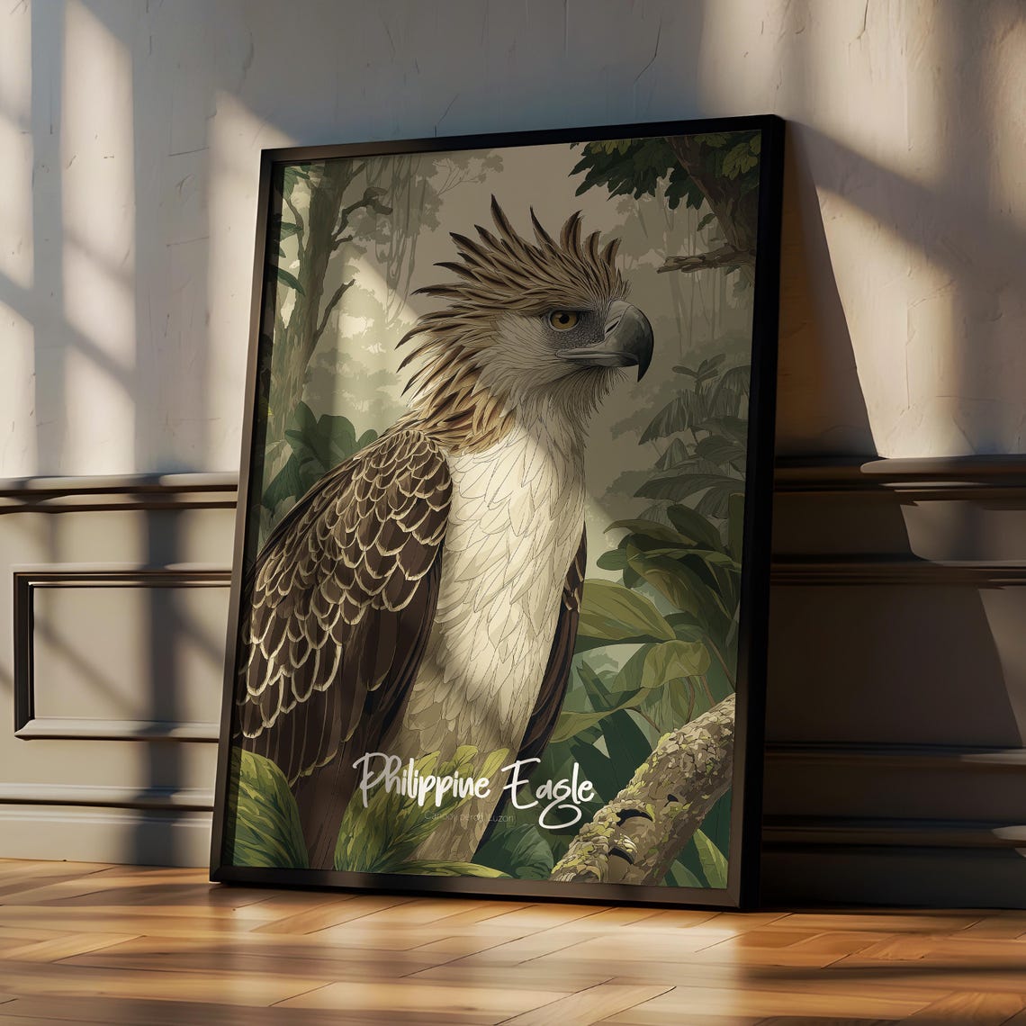 Philippine Eagle Perched Proudly in Lush Jungle Rainforest Poster