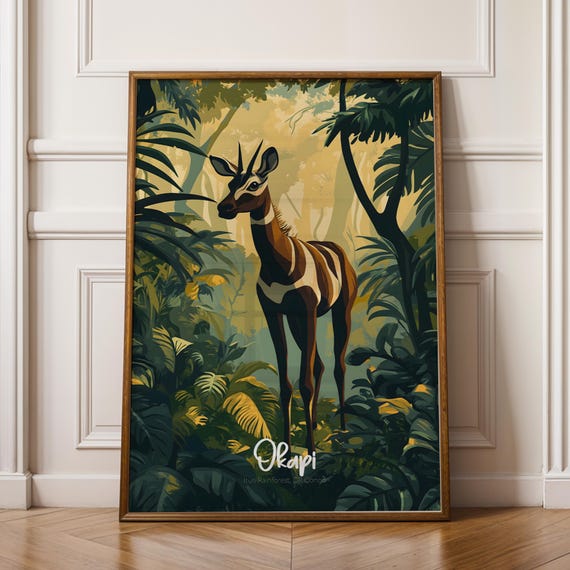 Okapi Art Print Exotic Jungle Animal Wall Decor Matte Finish