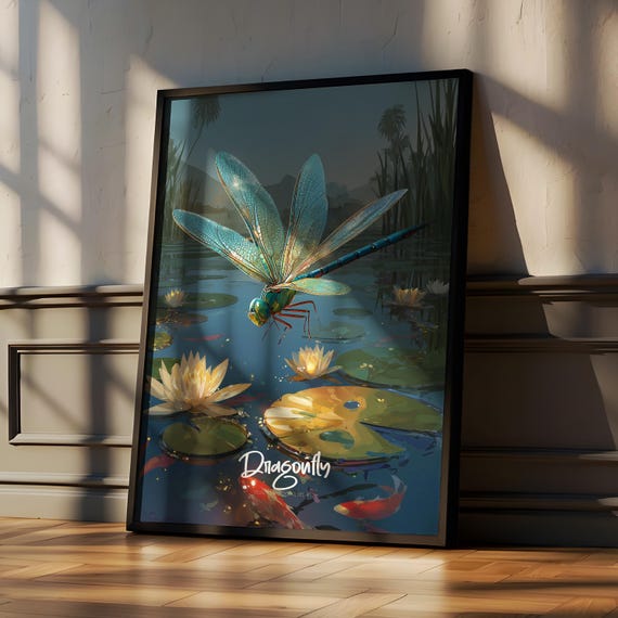 Dragonfly Wall Art Print Elegant Insect Poster Nature Decor