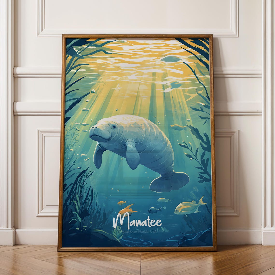 Manatee Swimming Underwater Crystal River Marine Life Poster