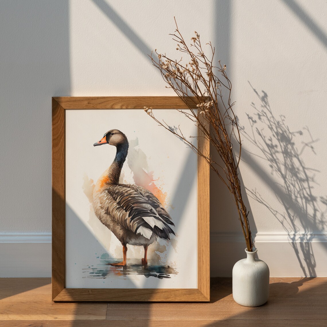 Wild Goose Watercolor Painting Bird Wildlife Splash Art Poster - Image 2