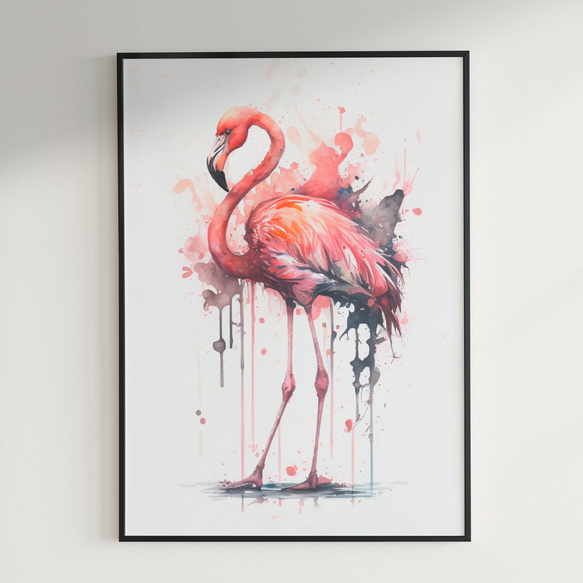 Flamingo Watercolor Wall Art Airbnb Wall Decor Flamingo Art Watercolor Flamingo Nursery Wall Decor Animal Art Airbnb Living Room Art - Image 2