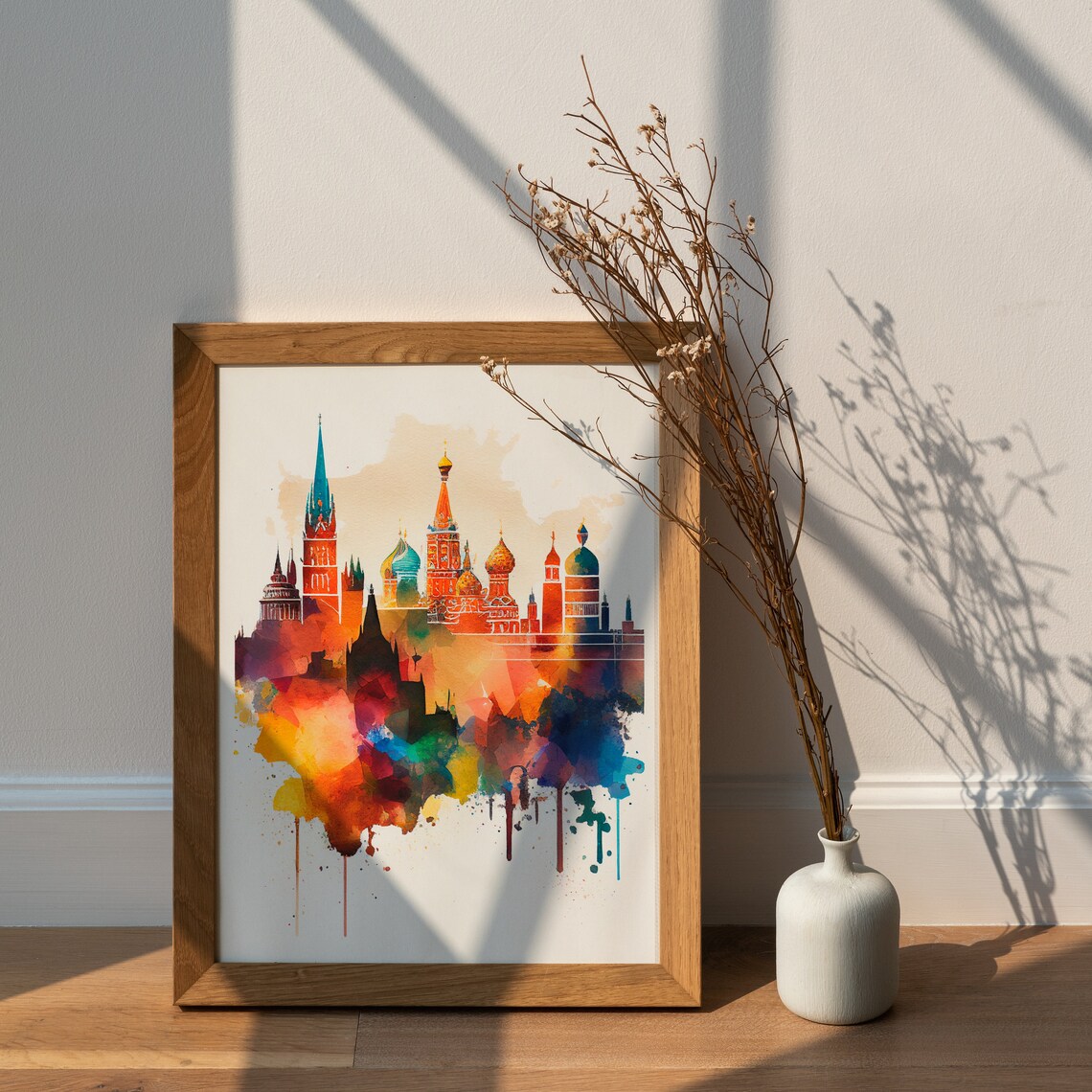 Moscow Russia City Skyline Watercolor Painting Travel Art Poster - Image 2