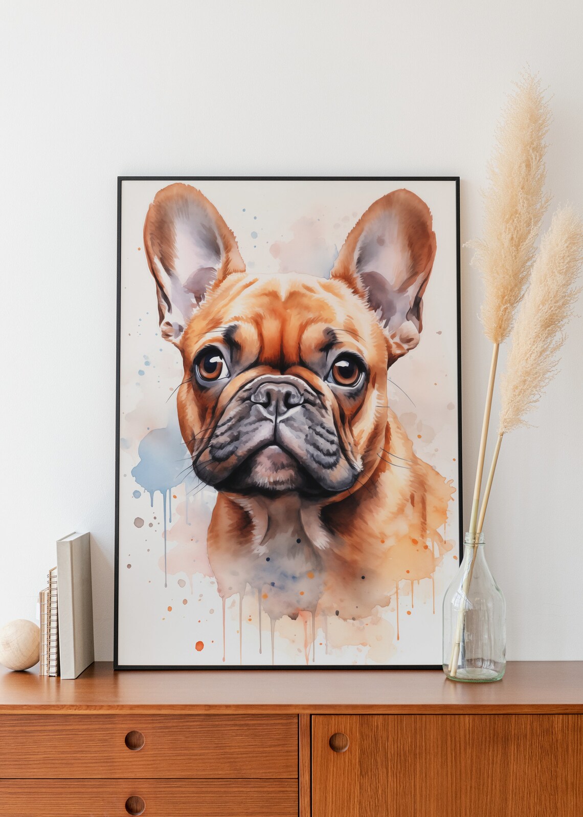 Fawn French Bulldog Watercolor Cute Flat Face Puppy Wall Art - Image 3