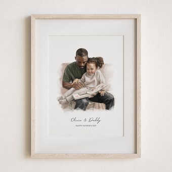 Handmade Dad Portrait Personalized Watercolour Fathers Day Gift Special Christmas Gift For Dad Art From Photo Dad And Child Gift Him