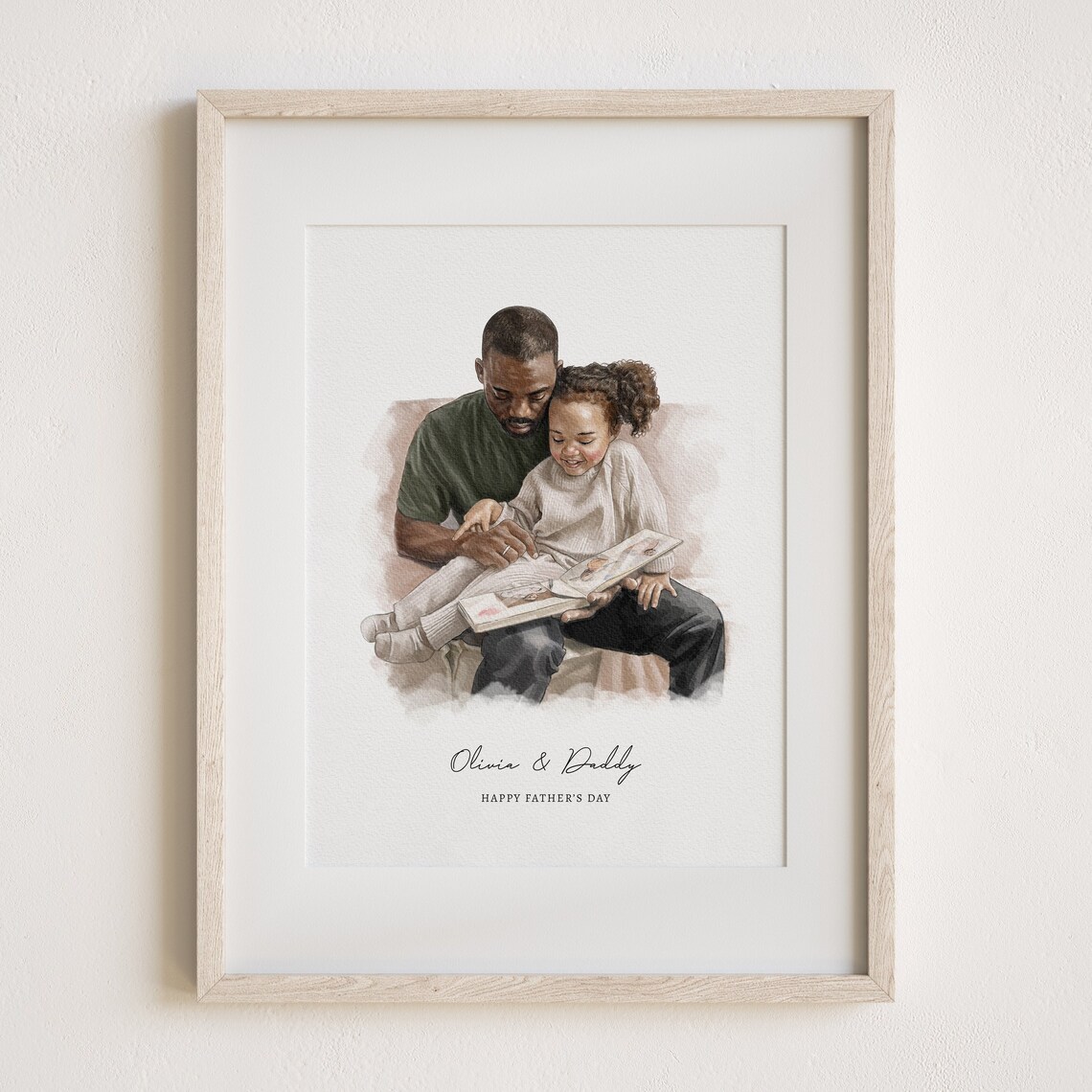Personalized Dad Portrait Watercolor Father's Day Art