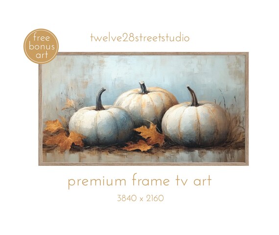Fall Harvest White Pumpkins Autumn Leaves Thanksgiving Still Life Poster