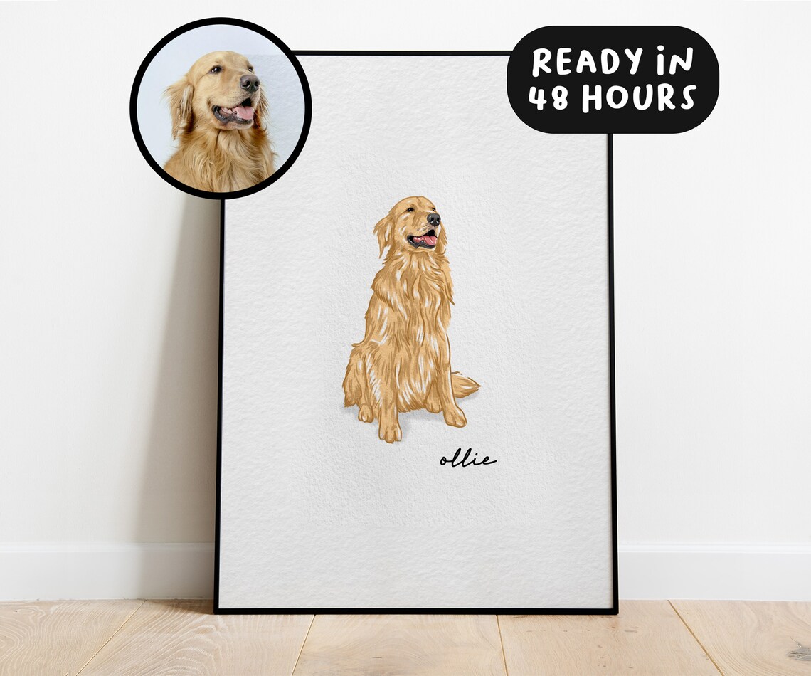 Minimal Watercolor Dog Memorial Portrait Art Print