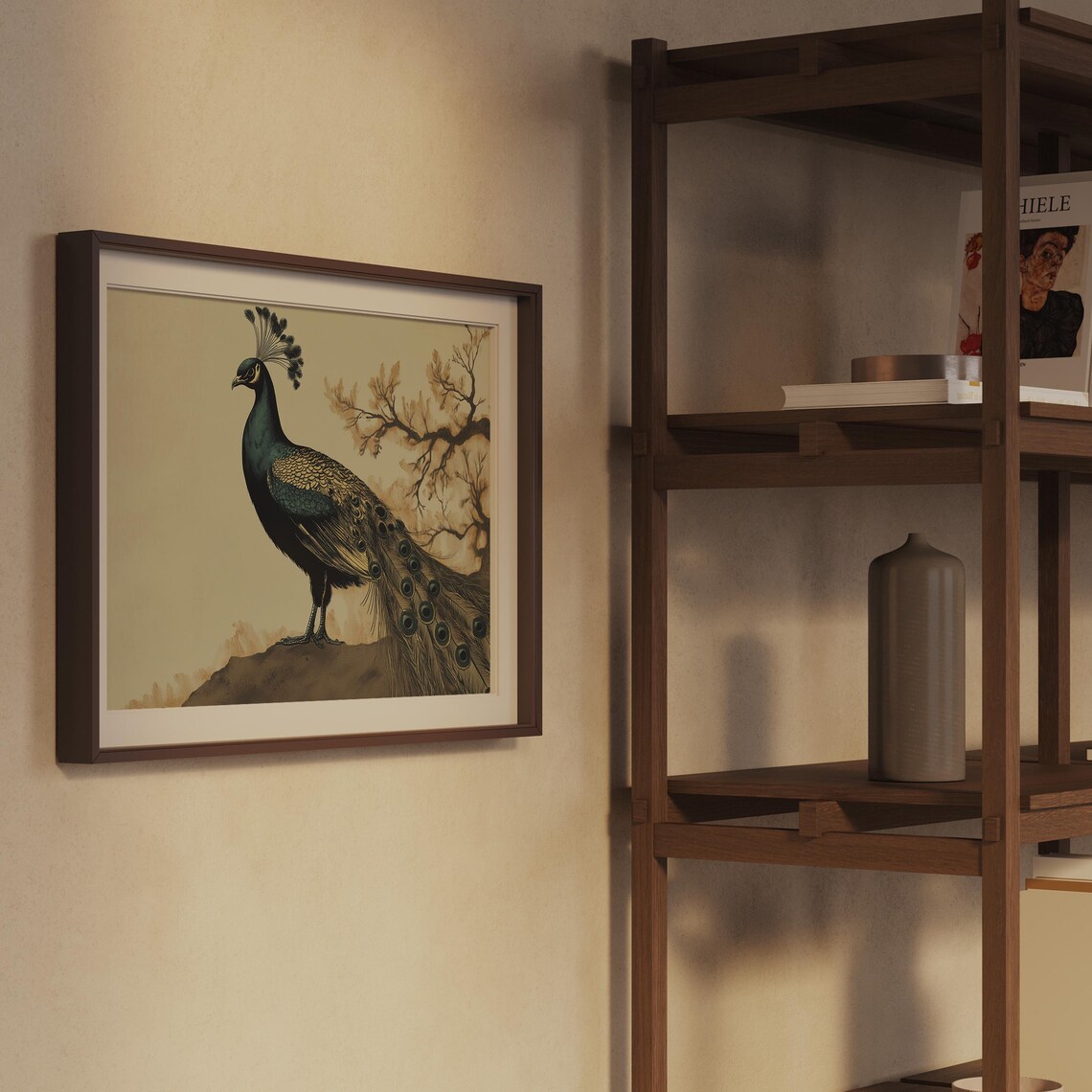 Peacock Vintage Bird Illustration Dark Academia Antique Poster - Image 2