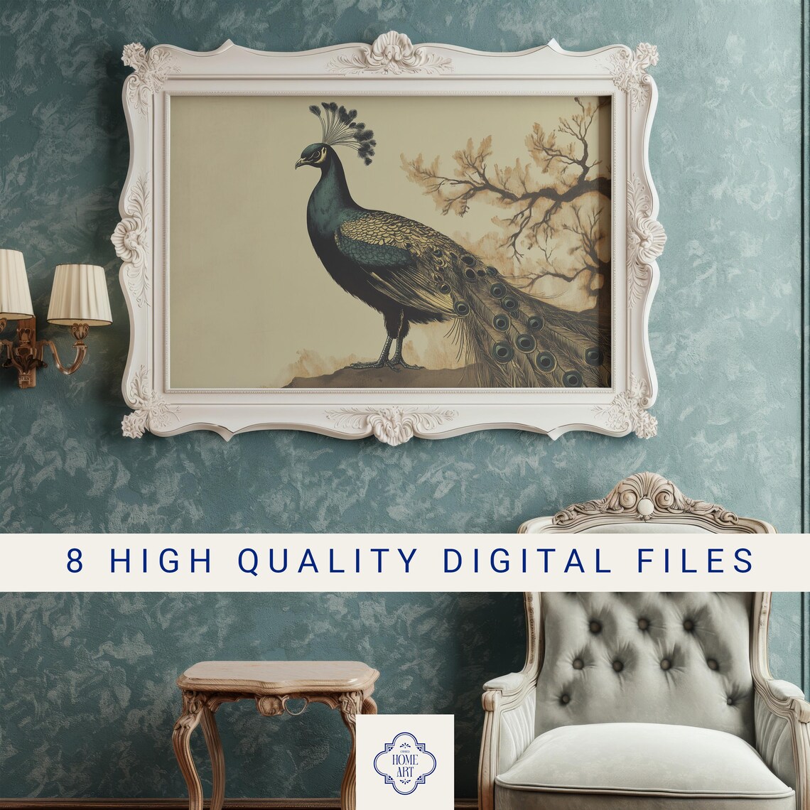 Peacock Vintage Bird Illustration Dark Academia Antique Poster - Image 3