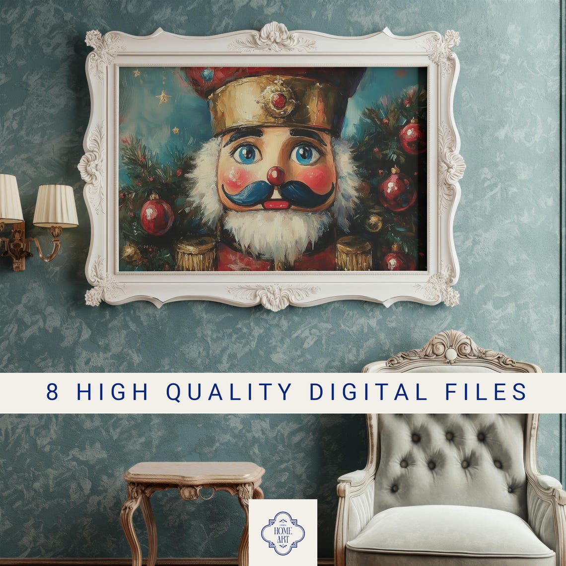 Colorful Nutcracker Soldier Face Festive Christmas Art Poster - Image 3