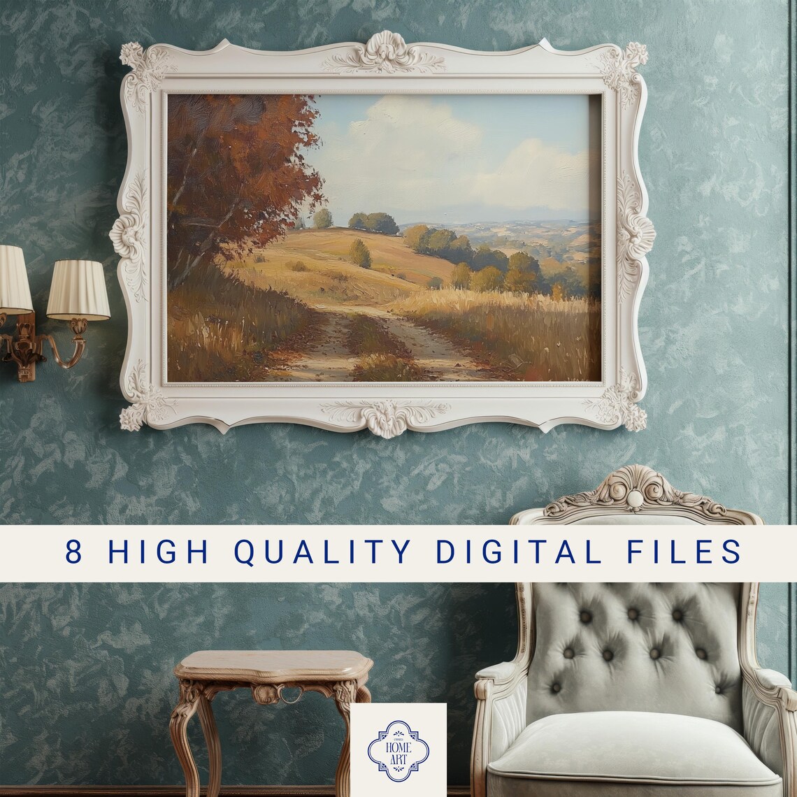 Golden Autumn Countryside Path Landscape Vintage Oil Painting Poster - Image 3