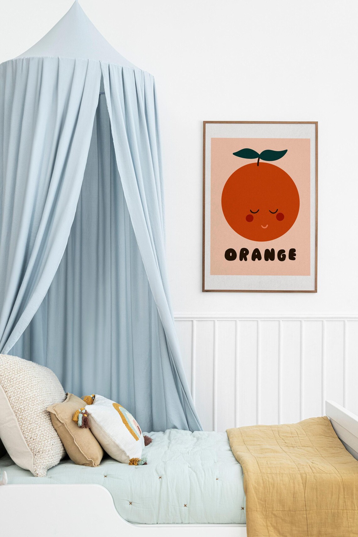 Nursery Room Decor Kids Wall Art Print Happy Orange Poster Cute Fruit Print Physically Printed Product - Image 2