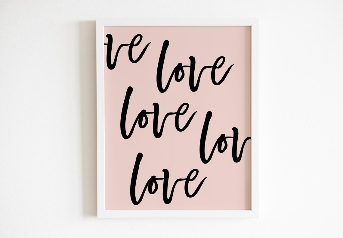 Sweet Love Love Love Handwritten Black Script Blush Pink Poster - Image 2