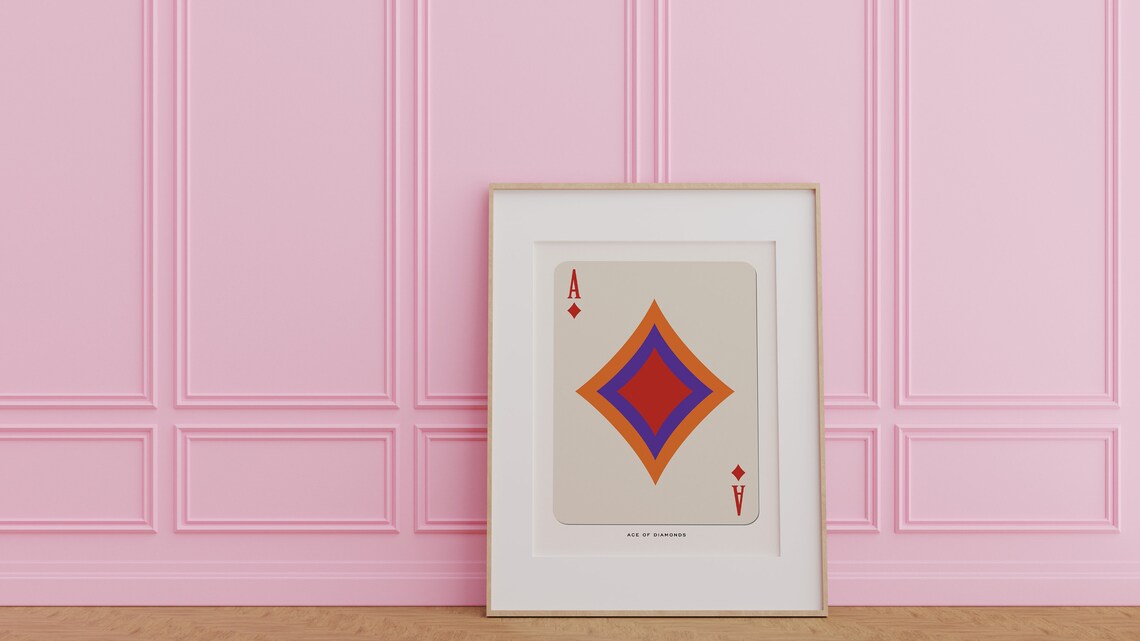 Ace of Diamonds Playing Card Mid Century Modern Abstract Wall Art - Image 4